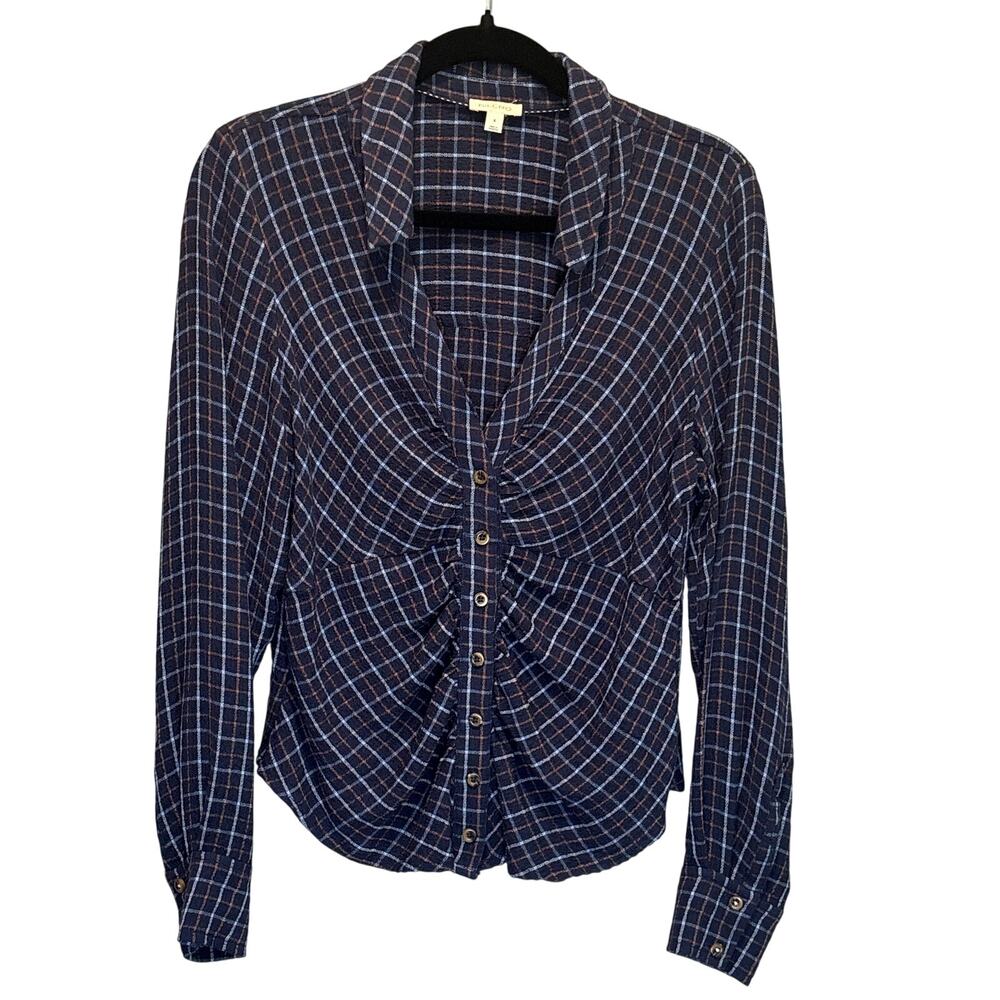 Anthropologie Pilcro Plaid Button Front Long Sleeve Top - size Small